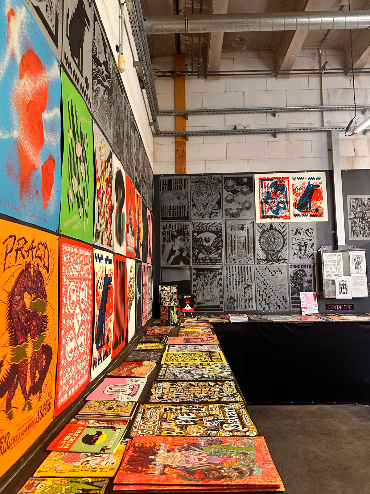 Screen printed posters on display at the Le Dernier Cri studio, Marseille