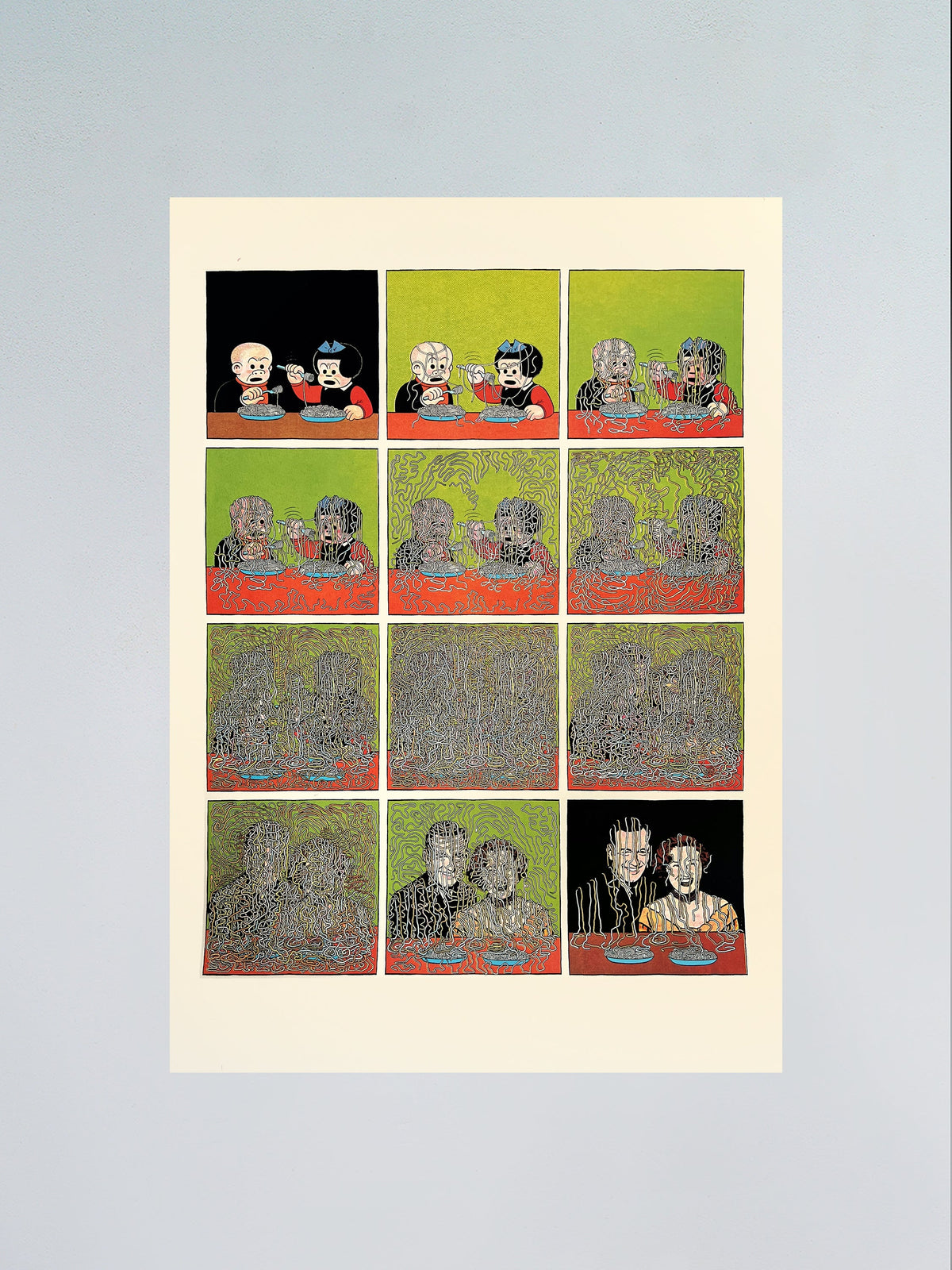 Madspagheti, a four colour screen print by Samplerman, published by Le Dernier Cri
