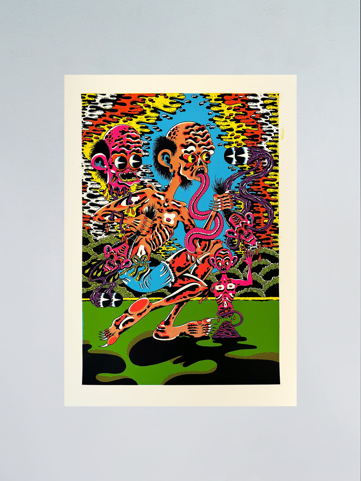 Narok Heads, a four colour screen print by Matt Crabe, published by Le Dernier Cri