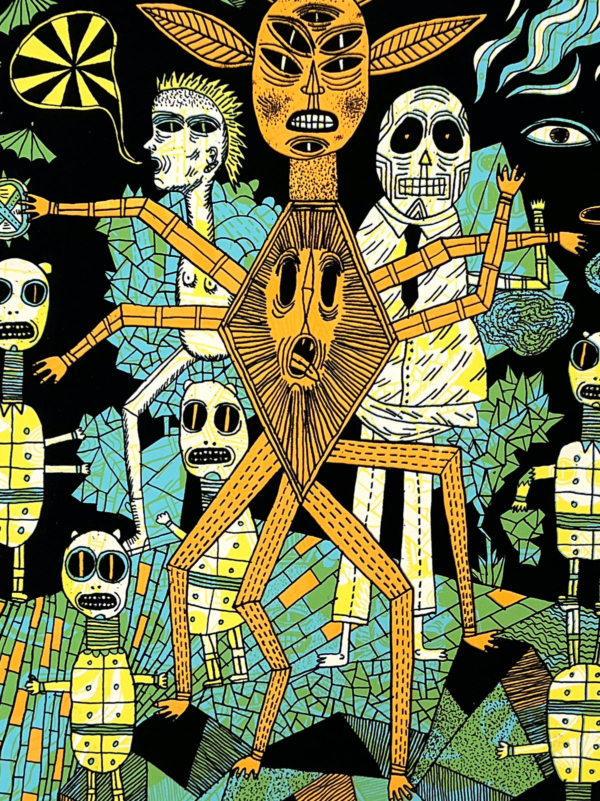 Detail of Skullflower, a screen print by Kinga Janiak published by Le Dernier Cri